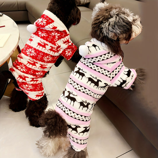 1pc Christmas Reindeer Hooded Pajamas for Dogs,