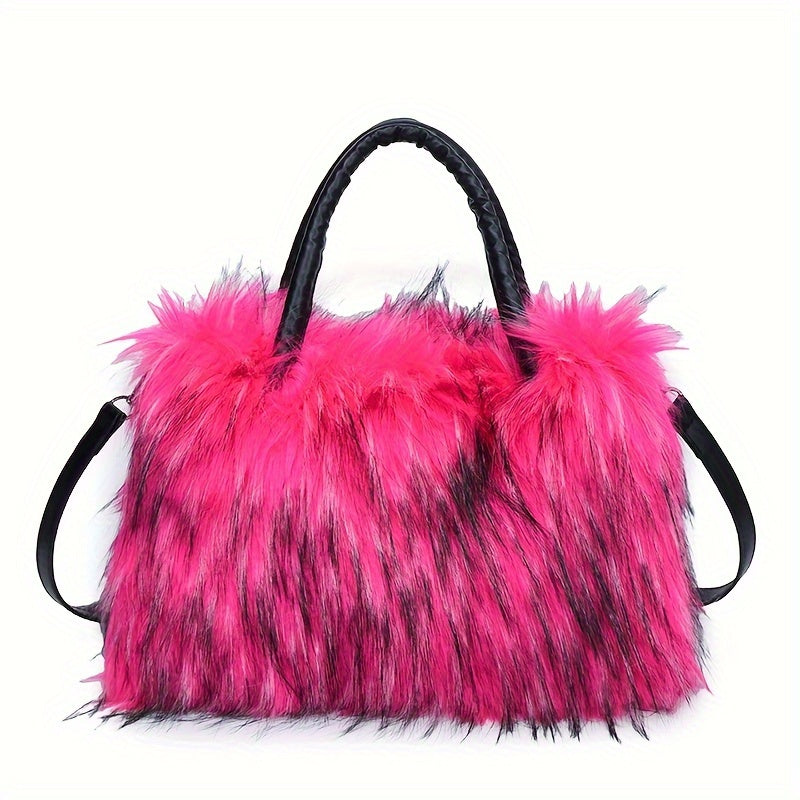 Luxurious Faux Fur Handbag - Y2K Plush Shoulder Bag