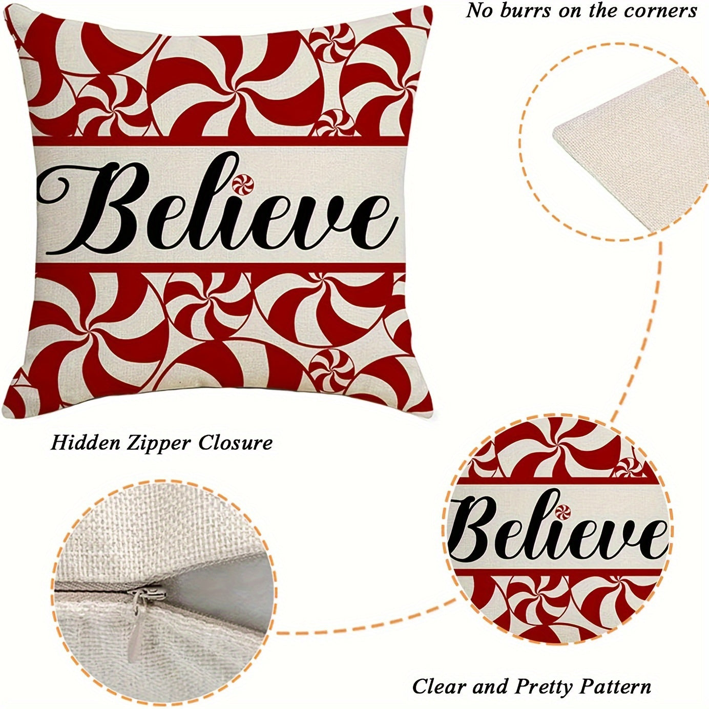 4-Piece Floral Christmas Throw Pillow Covers,