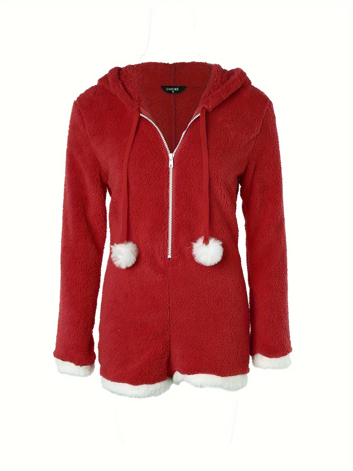 Fuzzy Claus Hooded Romper,